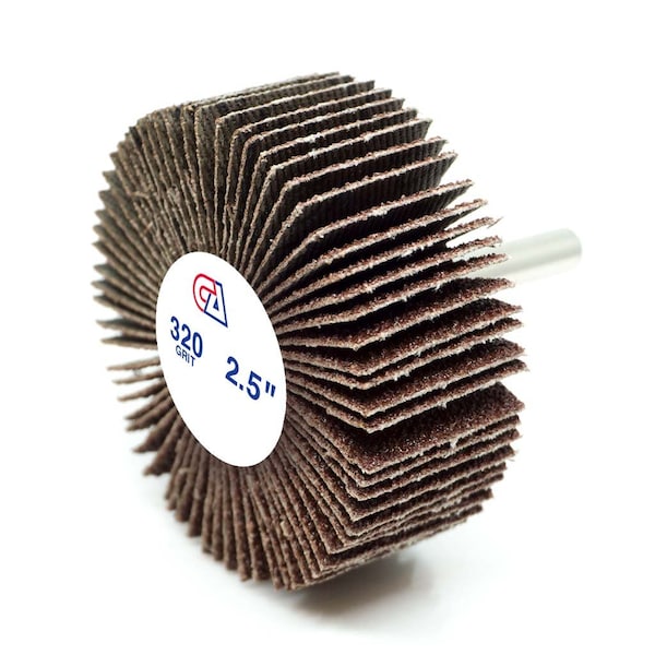 Continental Abrasives 2-1/2" x 1" x 1/4" Aluminum Oxide 320 Grit Mounted Flap Wheel FW-212320 - main